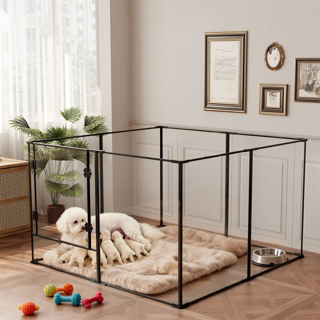 Bingopaw Acrylic Dog Playpen Indoor Exercise Fence