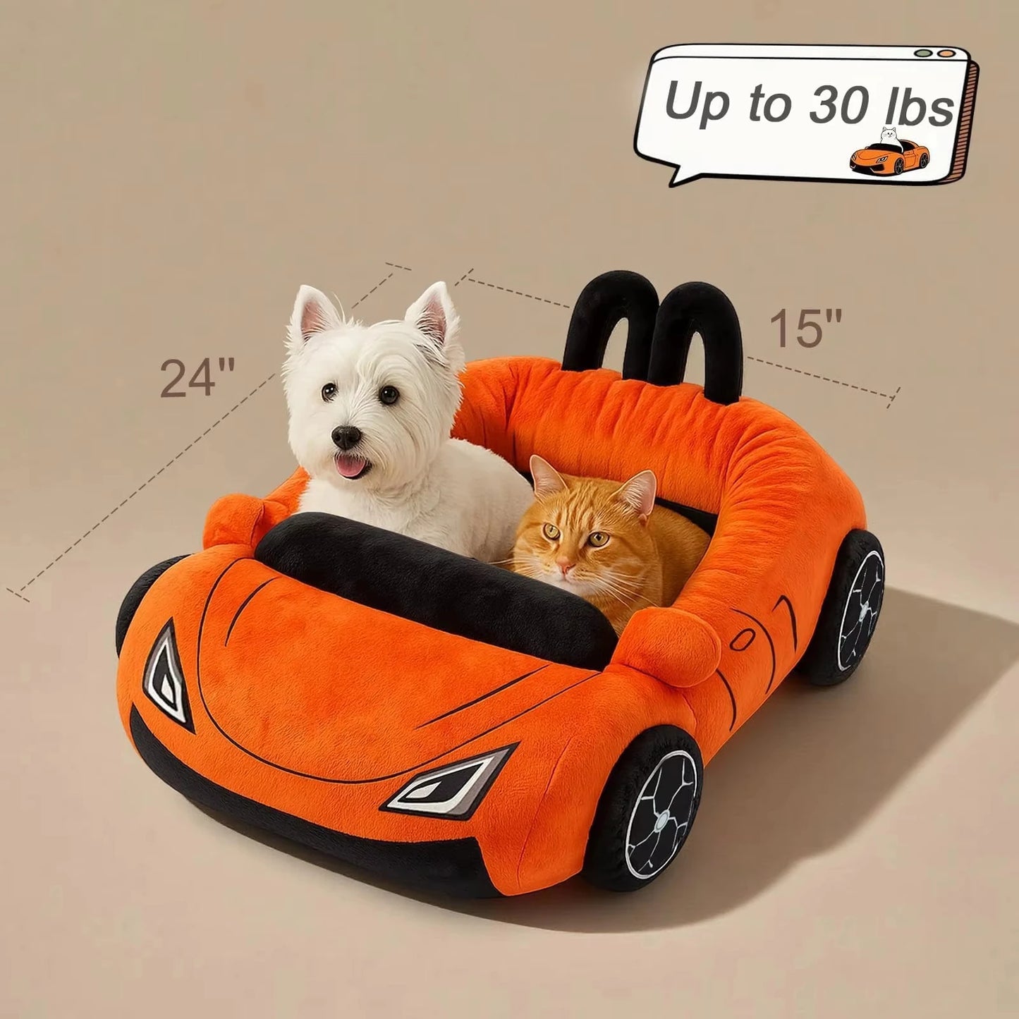 CWV Washable Supercar Cat Bed With Pillow And Coral Fleece