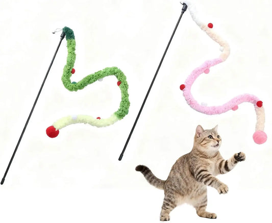 Interactive Cat Wand Toy With Plush Teaser For Indoor Cats