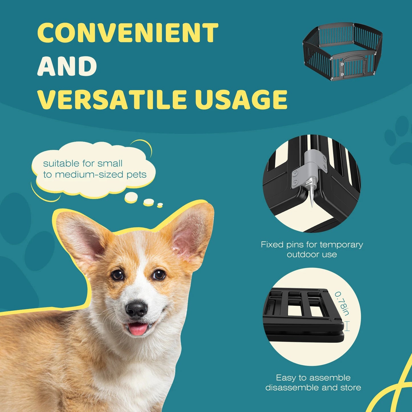 JHK Plastic Dog Playpen Durable Expandable Indoor Outdoor Pet Fence