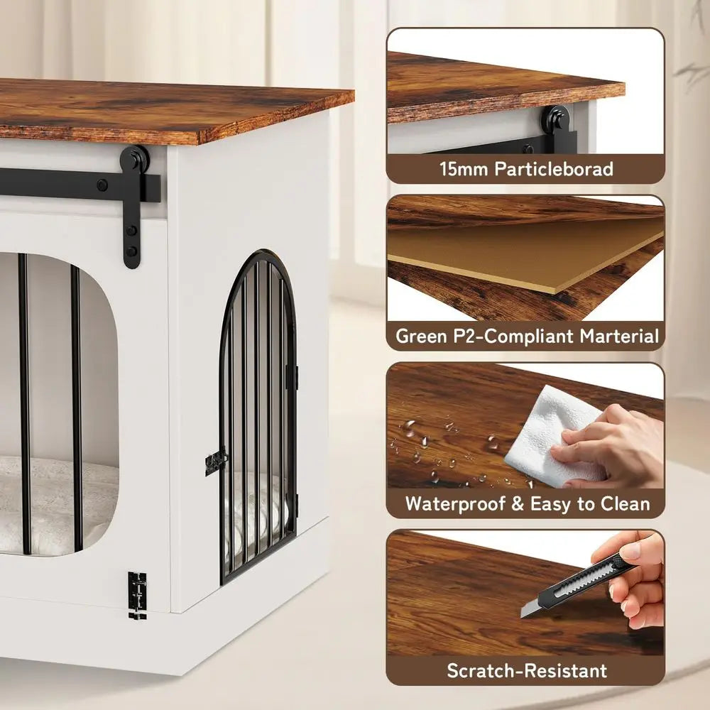 Farmhouse Style Dog Kennel Furniture Indoor Crate With Cushion