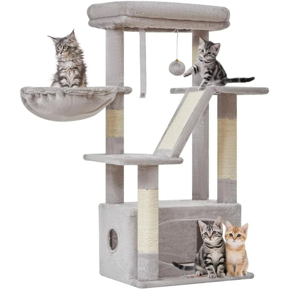 NBVCX Cat Tree With Adjustable Condo And Plush Perch Tower