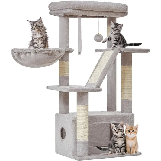 NBVCX Cat Tree With Adjustable Condo And Plush Perch Tower