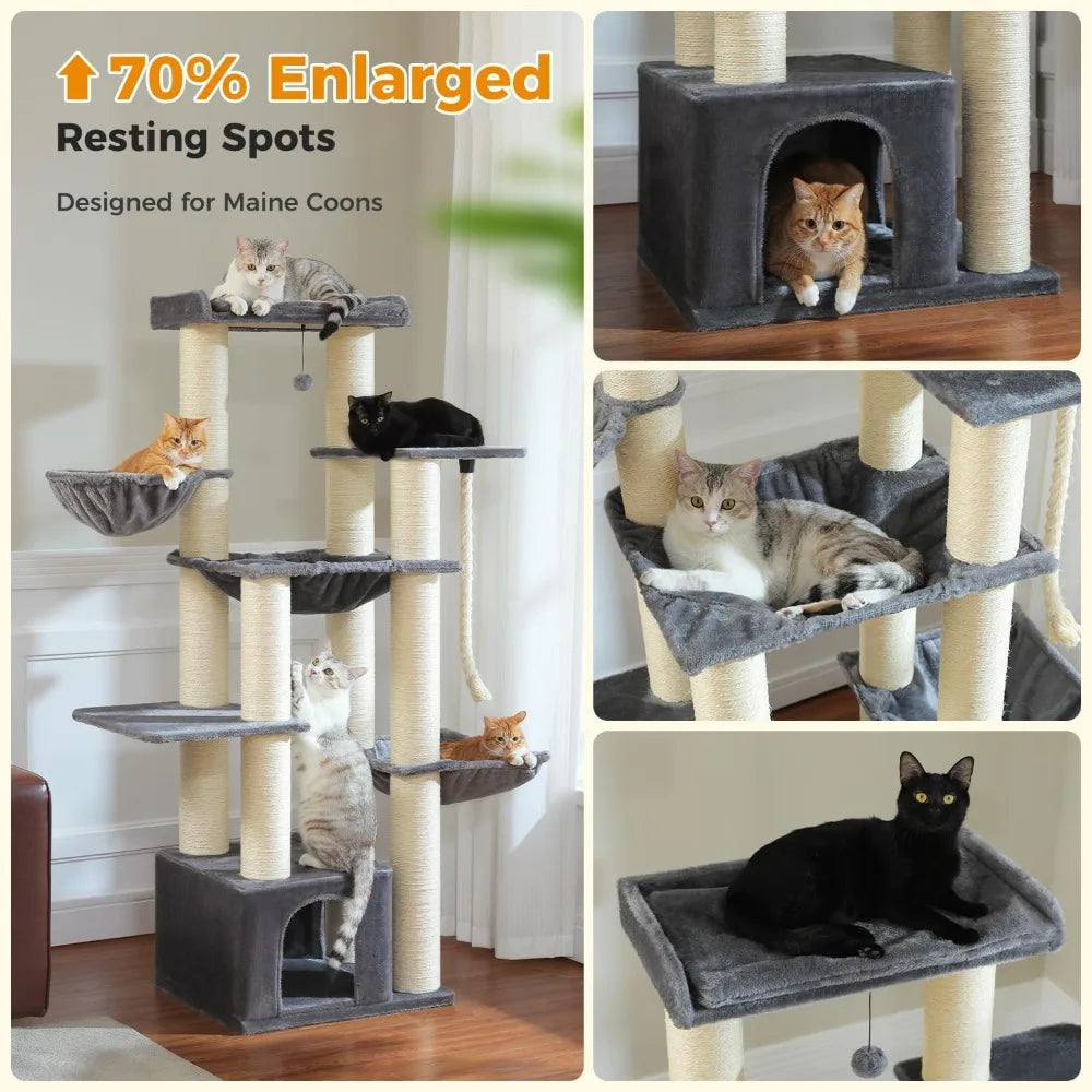 Heavy Duty Cat Tree With Cat Condo And Scratching Posts