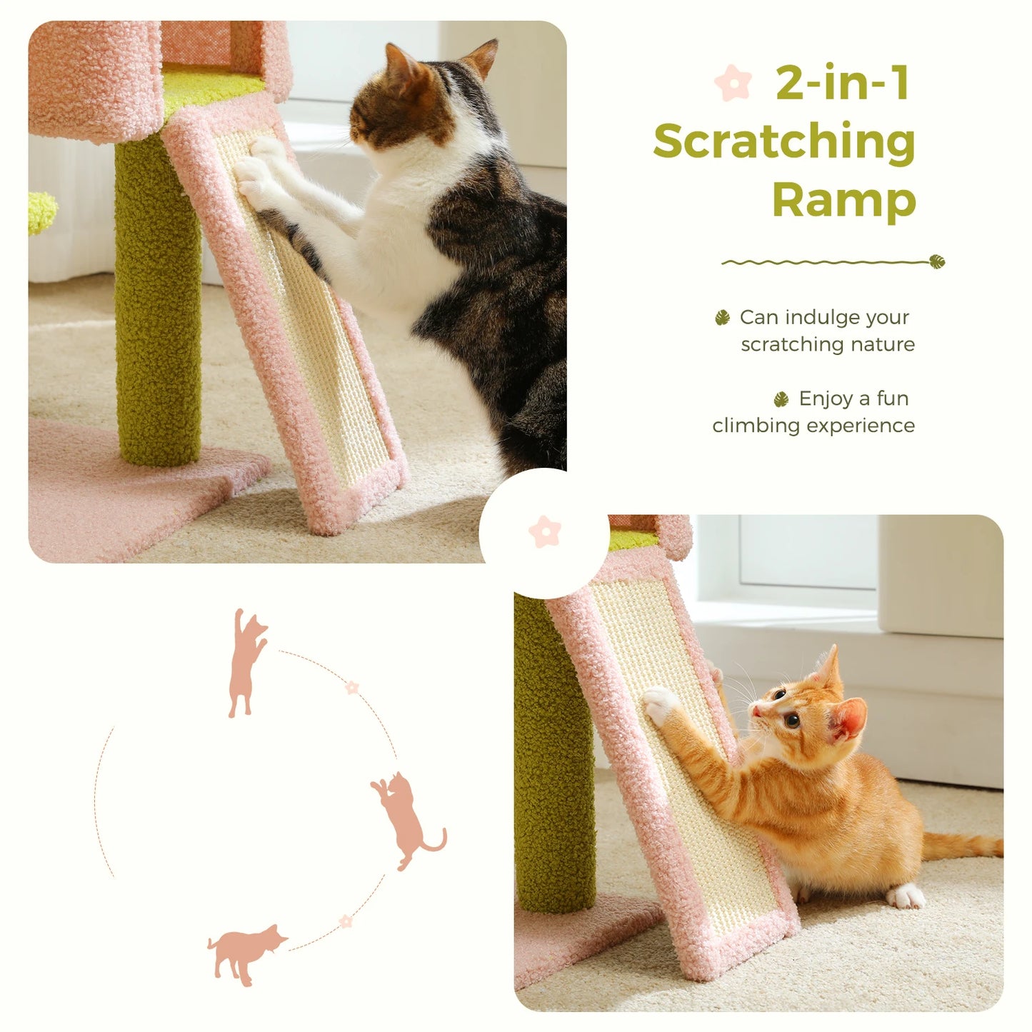 PAWZ Road Flower Cat Tree Multi Level Tower With Sisal Covered Scratching Posts