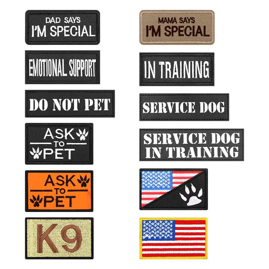 Tactical Dog Patches Bundle For Vest Harness Personalised Name Tags