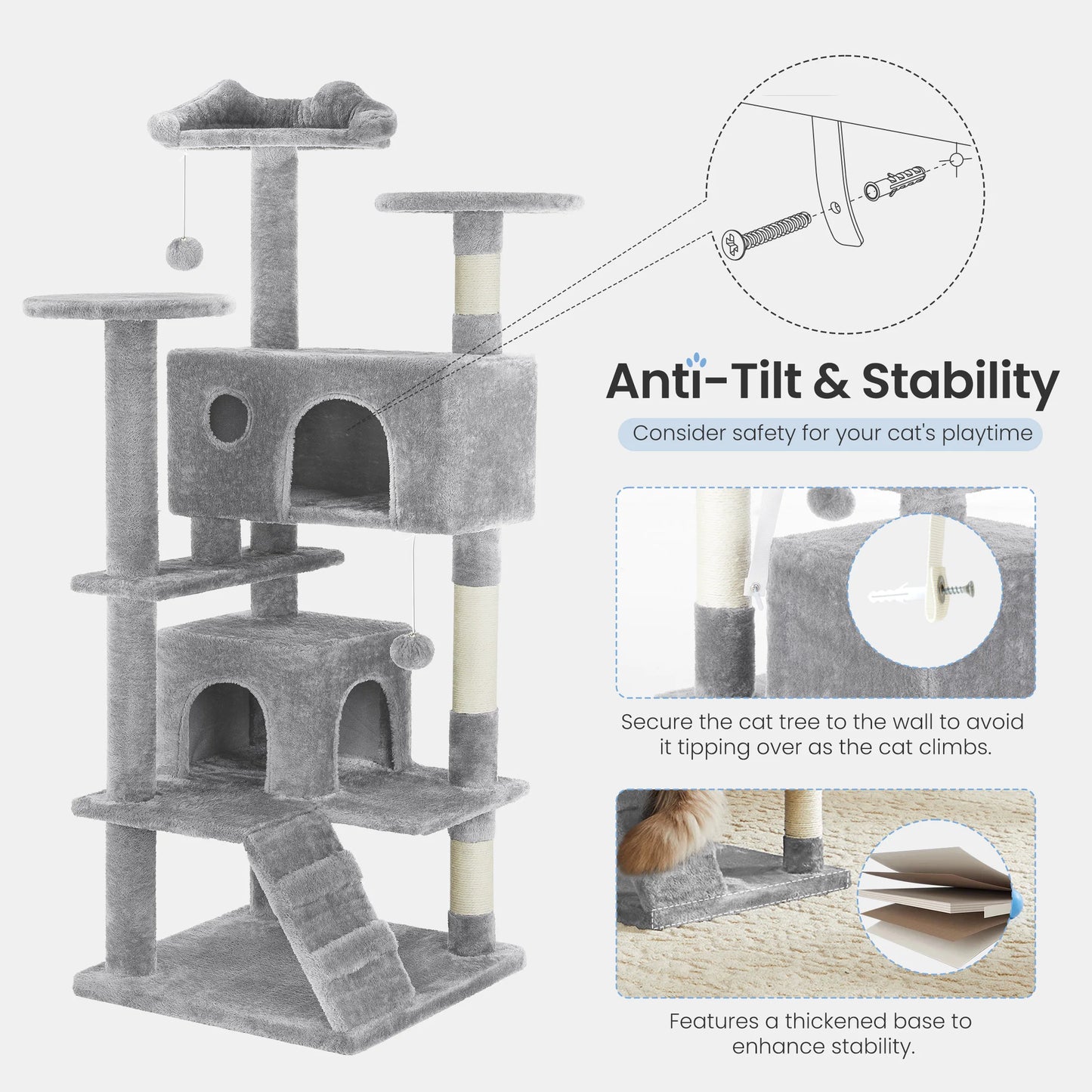 MCQ Indoor Cat Tree Tower Multi-Level With Sisal Scratching Post