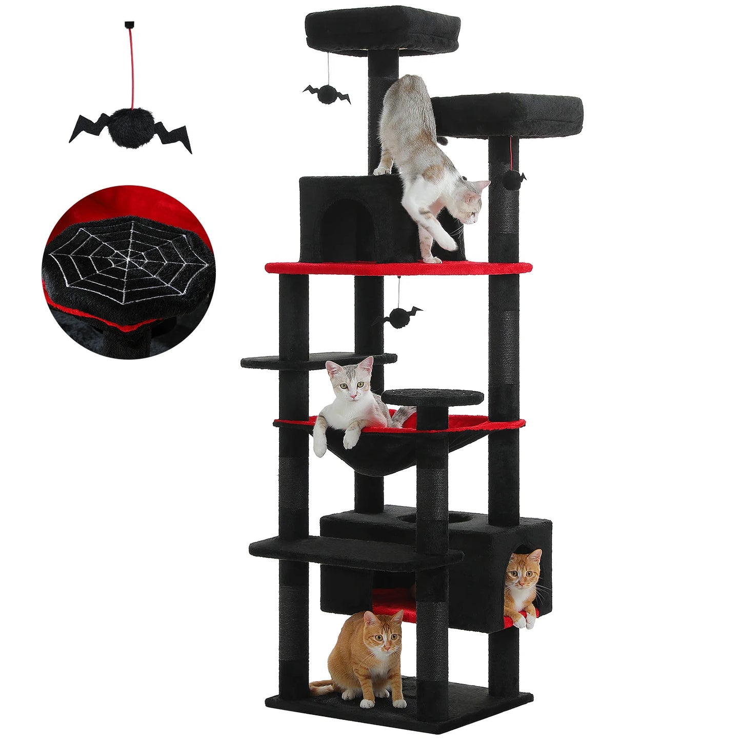 PEQULTI Cat Tree Tower With Scratching Posts Board Hammock Condo