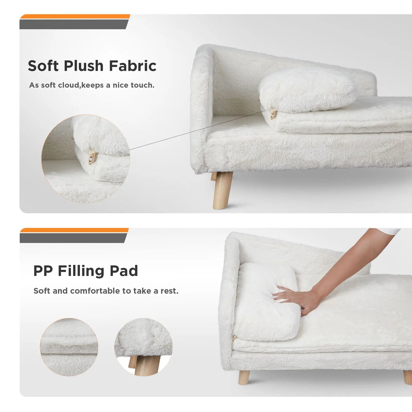 Elevated Wood Pet Bed for Dogs and Cats with Cushion