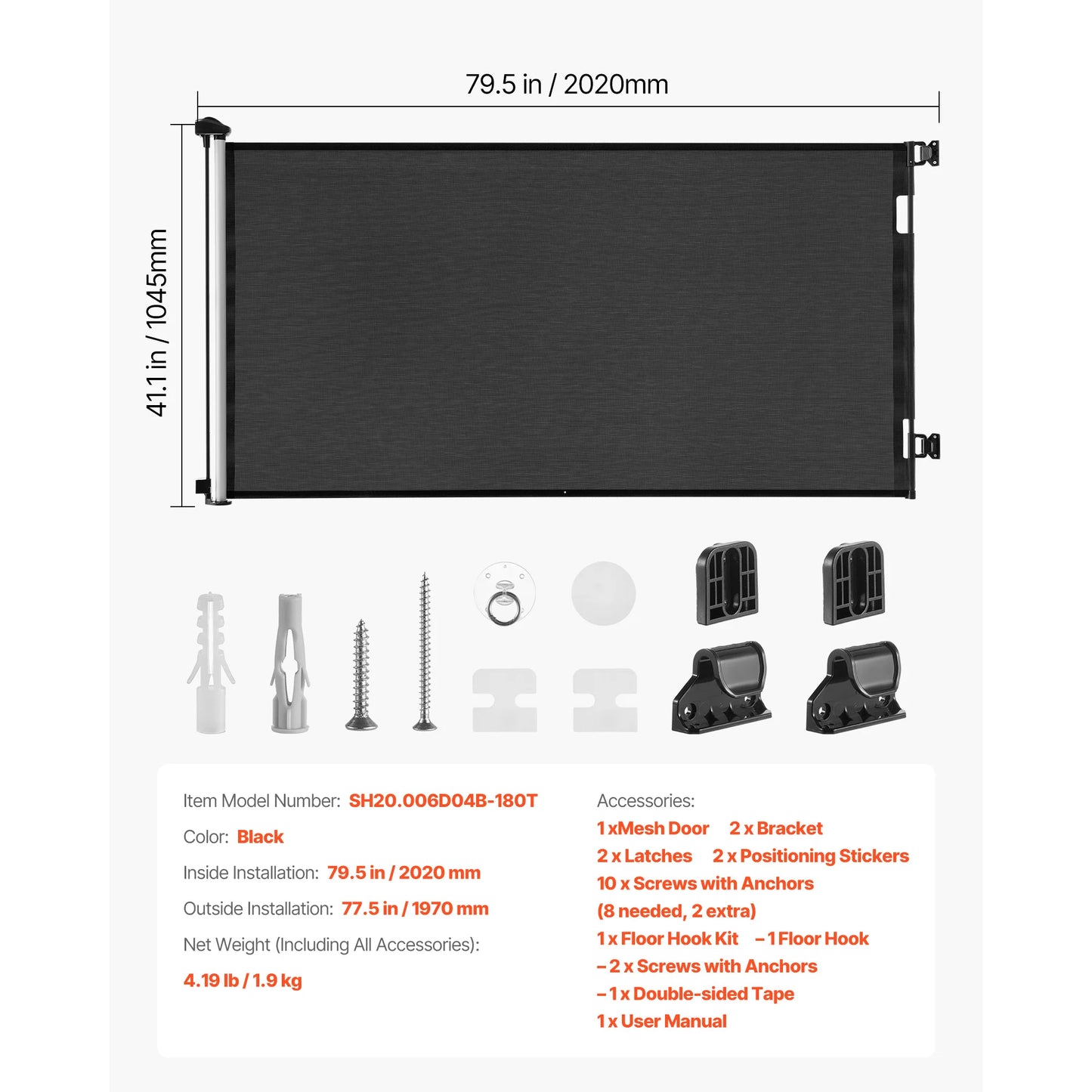 SucceBuy Retractable Baby Gate With Walk Through Safety Lock