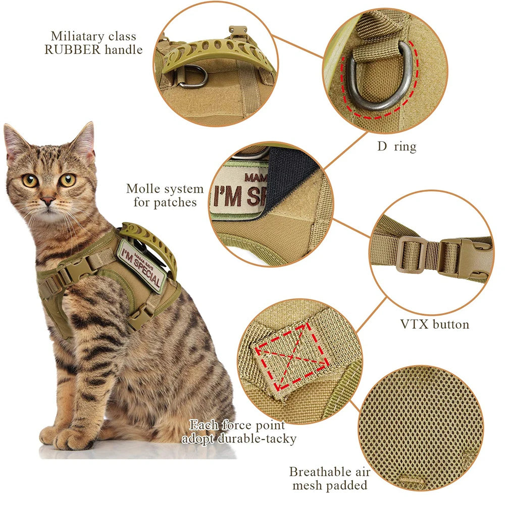 PETRAVEL Tactical Cat Harness And Leash Set For Small Dog
