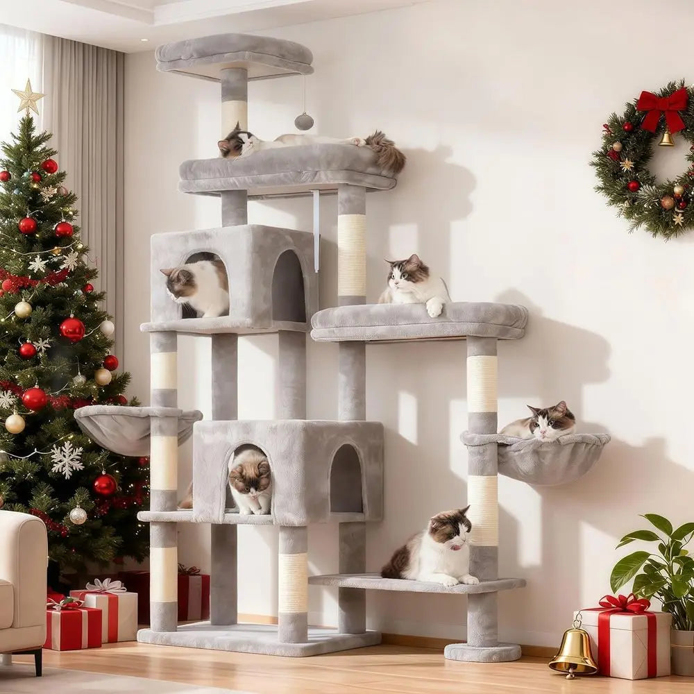 Cat Tree Tower With Scratching Posts Extended Platforms Sisal Columns Hammocks