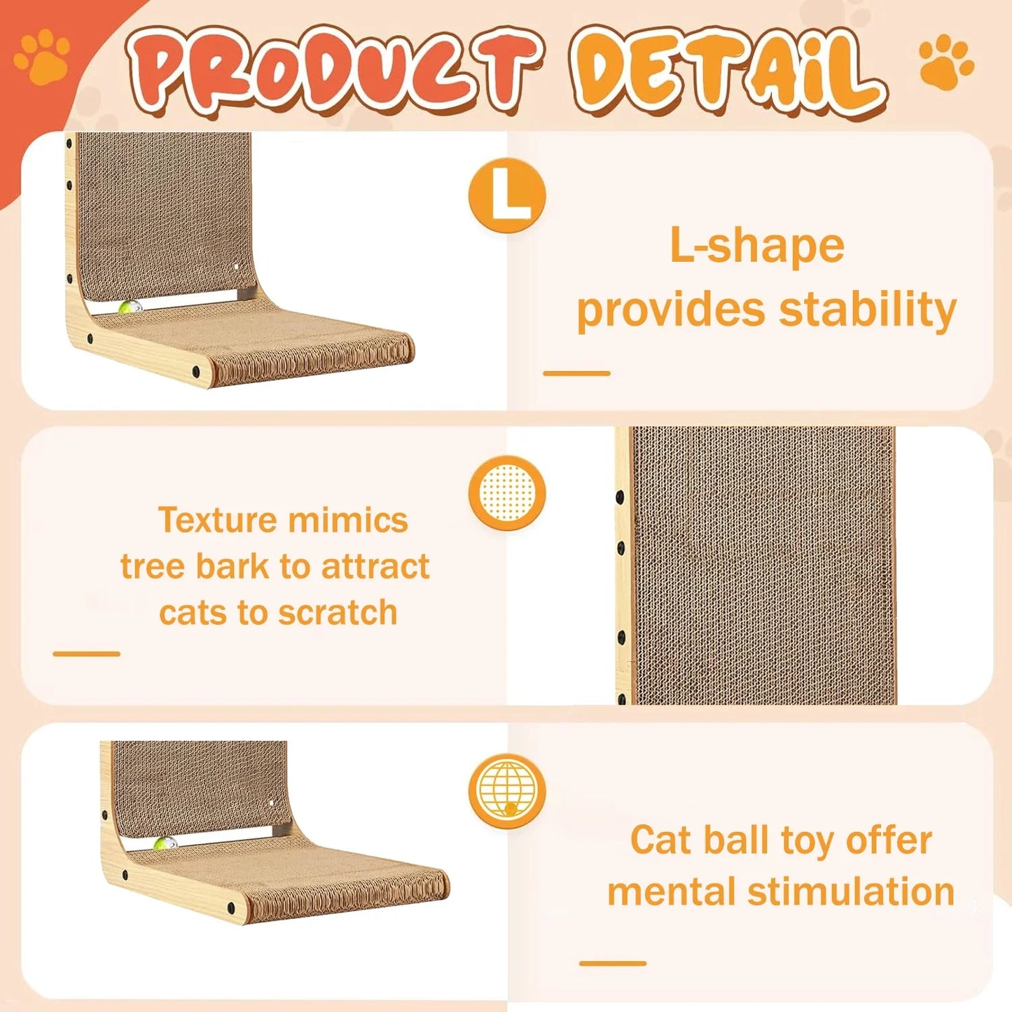 L Shape Cat Scratching Post Indoor Cardboard Furniture Protector
