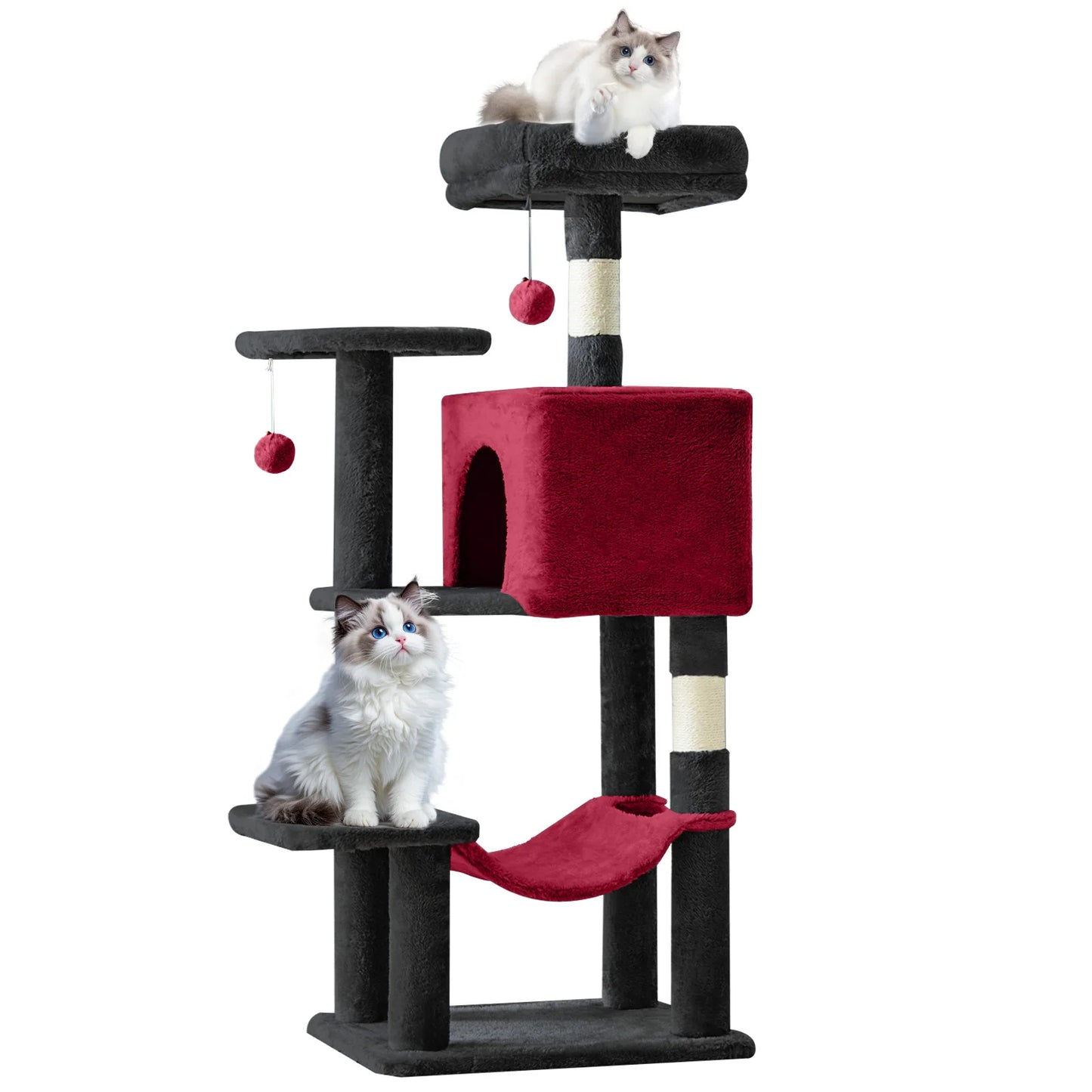 MCQ Cat Tree Tower Four Tier With Natural Sisal Scratching Posts For Indoor Cats