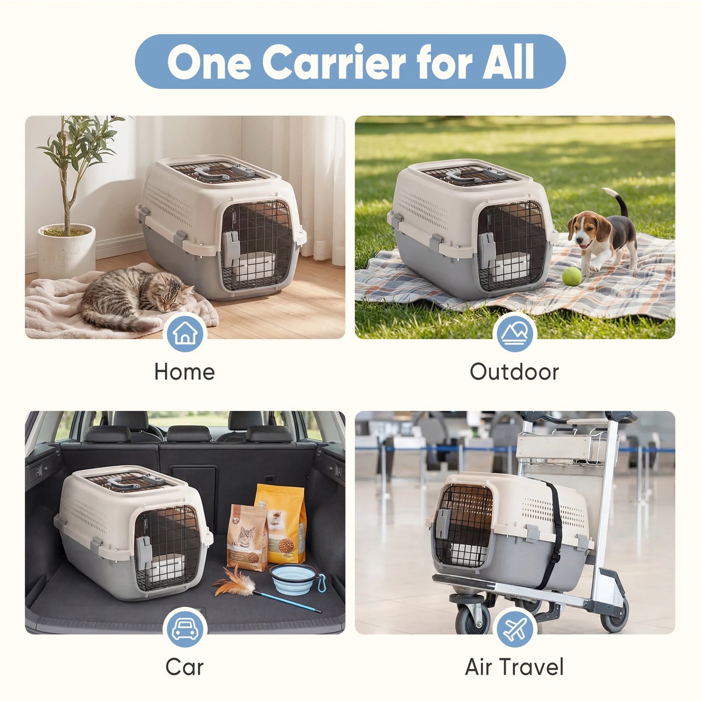 Pet Carrier Travel Crate For Small Dogs Cats With Security Latches