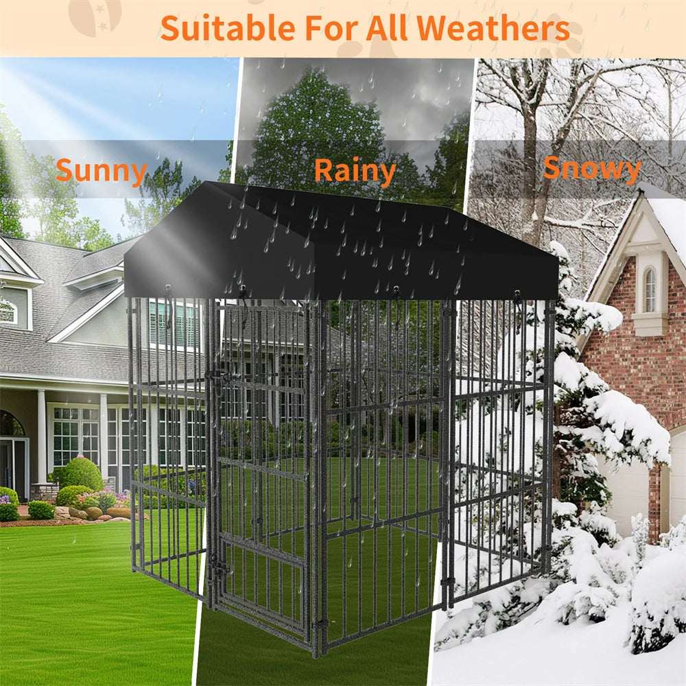 BORWART Heavy Duty Dog Kennel Welded Metal Playpen with Roof