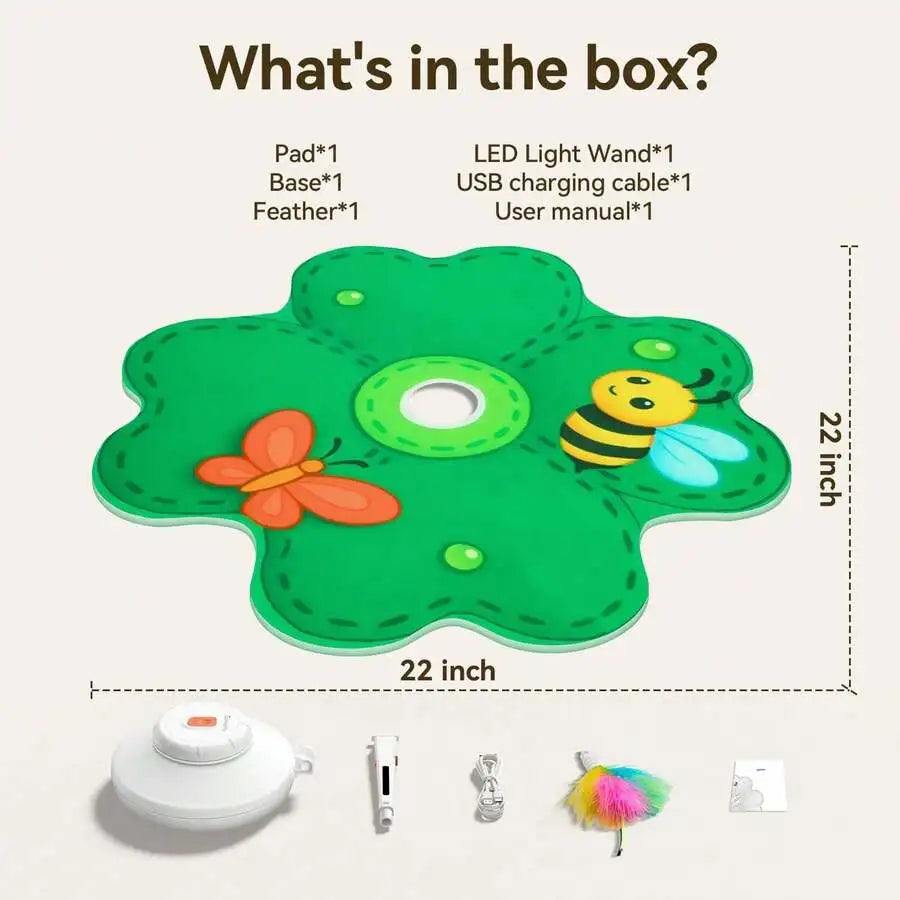 Rechargeable Interactive Cat Toy With Movable LED Dot Feather Wand
