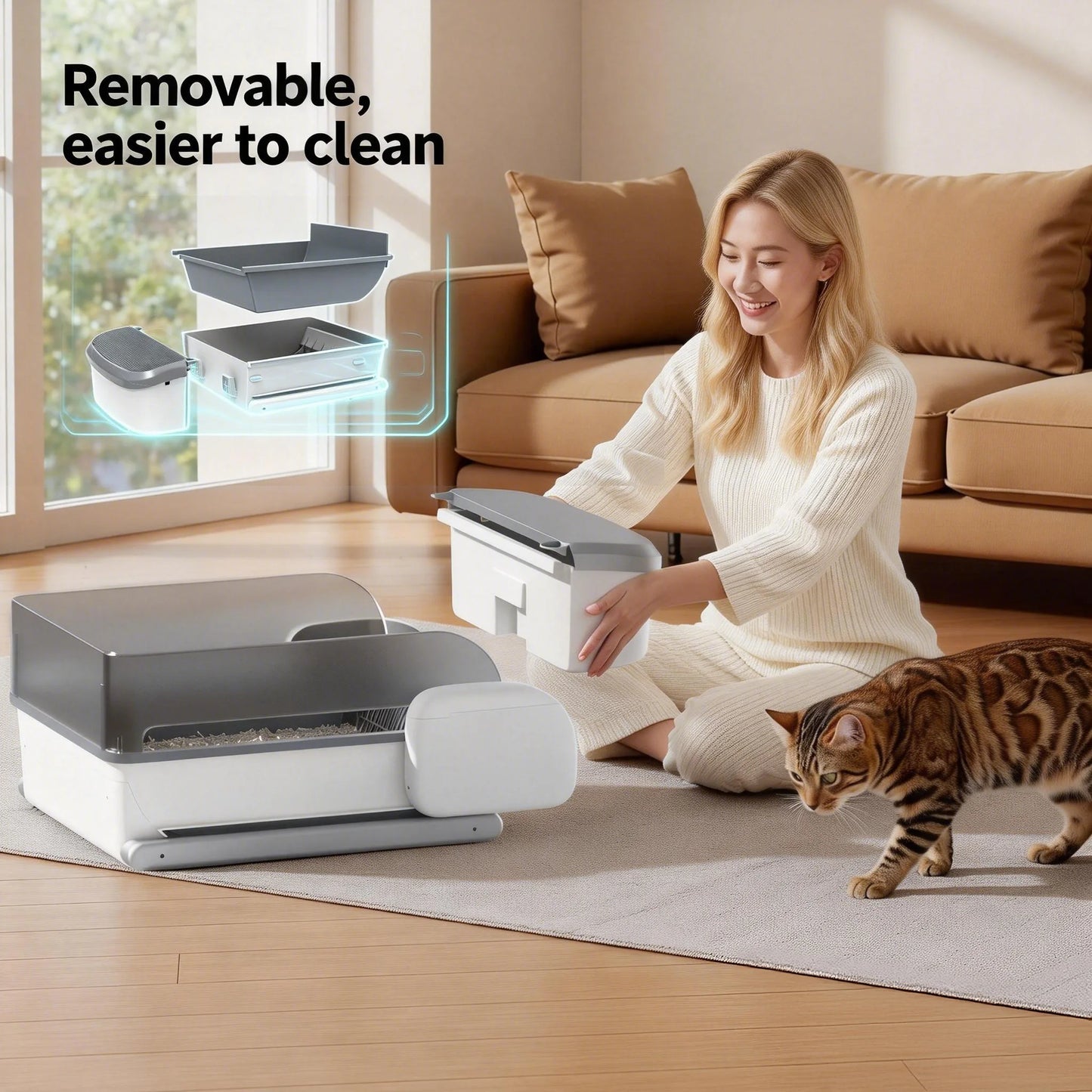 Automatic Self Cleaning Litter Box With Odor Control For Cats
