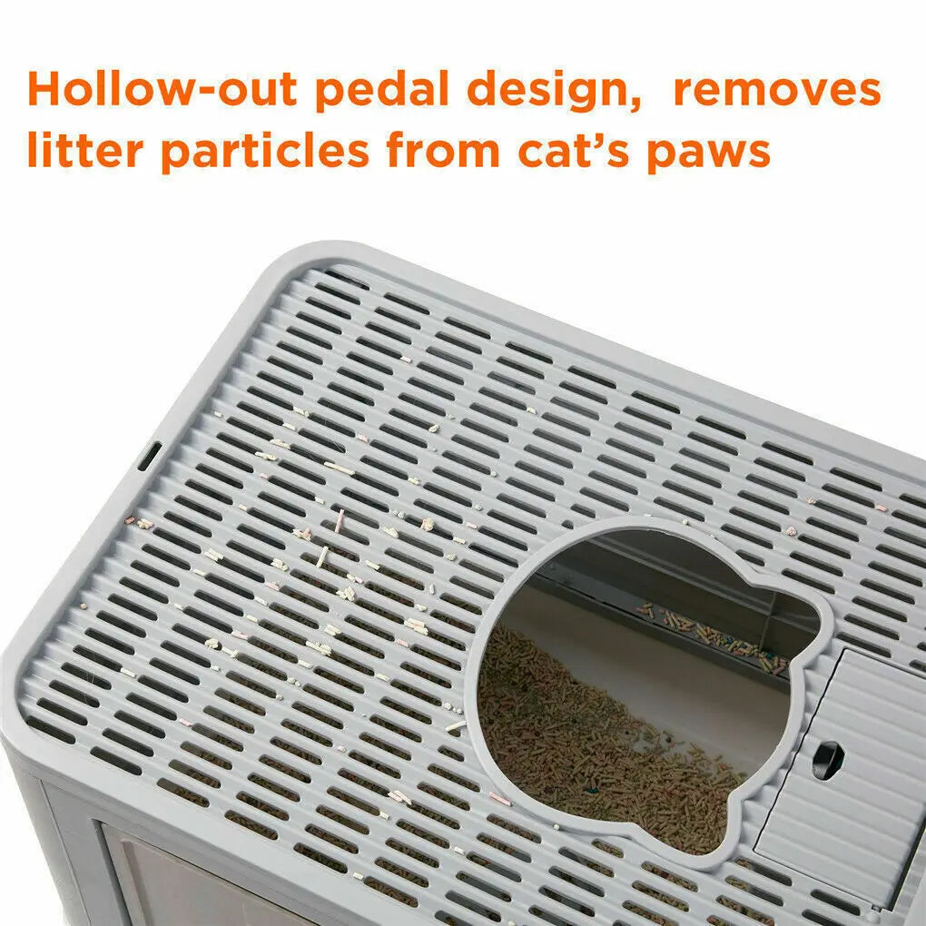 Foldable Cat Litter Box With Front Entry Top Exit Scoop