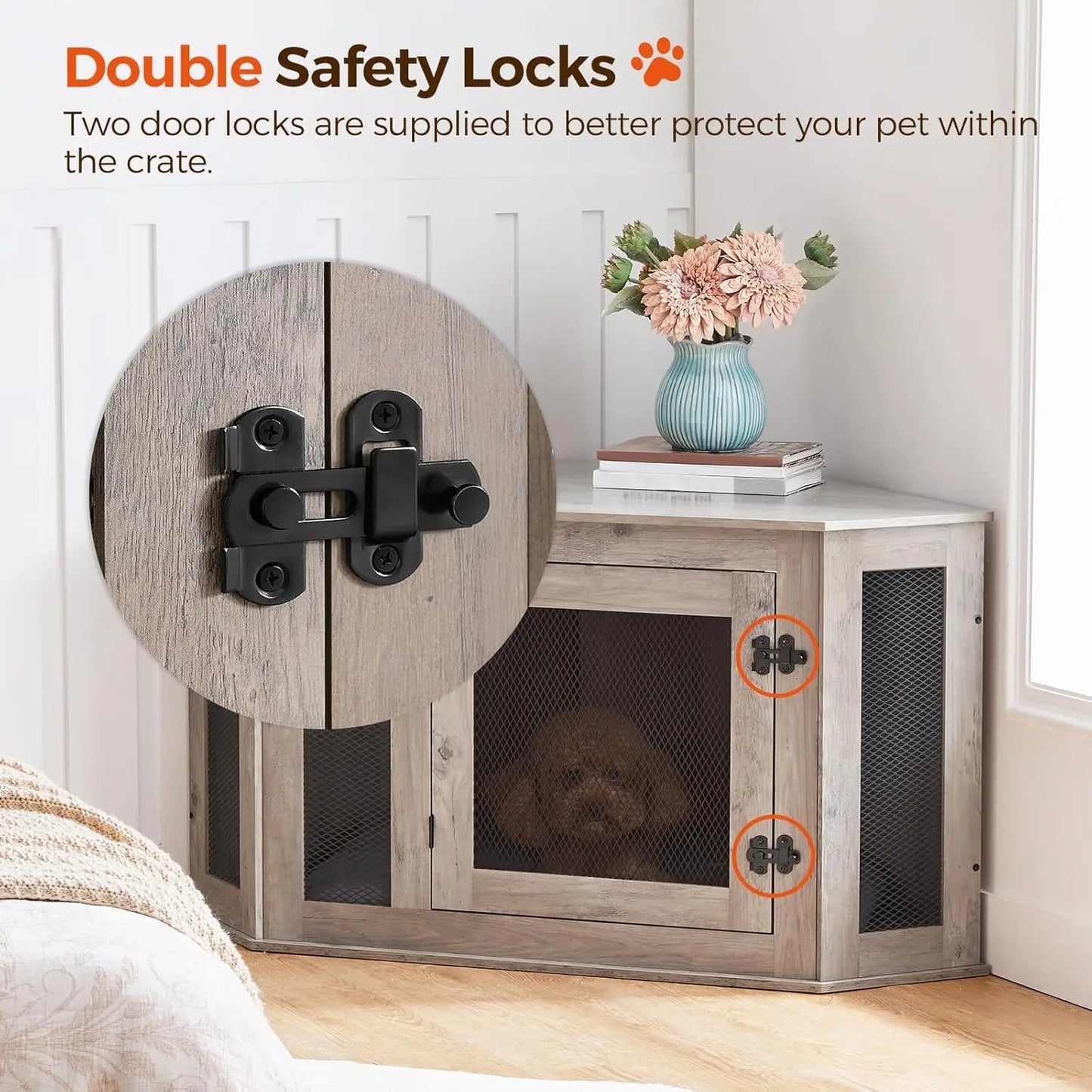 Corner Dog Crate Furniture End Table For Small Medium Dogs