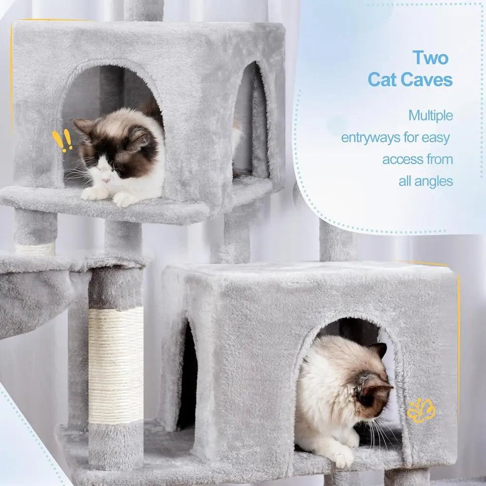 Cat Tree Tower With Scratching Posts Extended Platforms Sisal Columns Hammocks