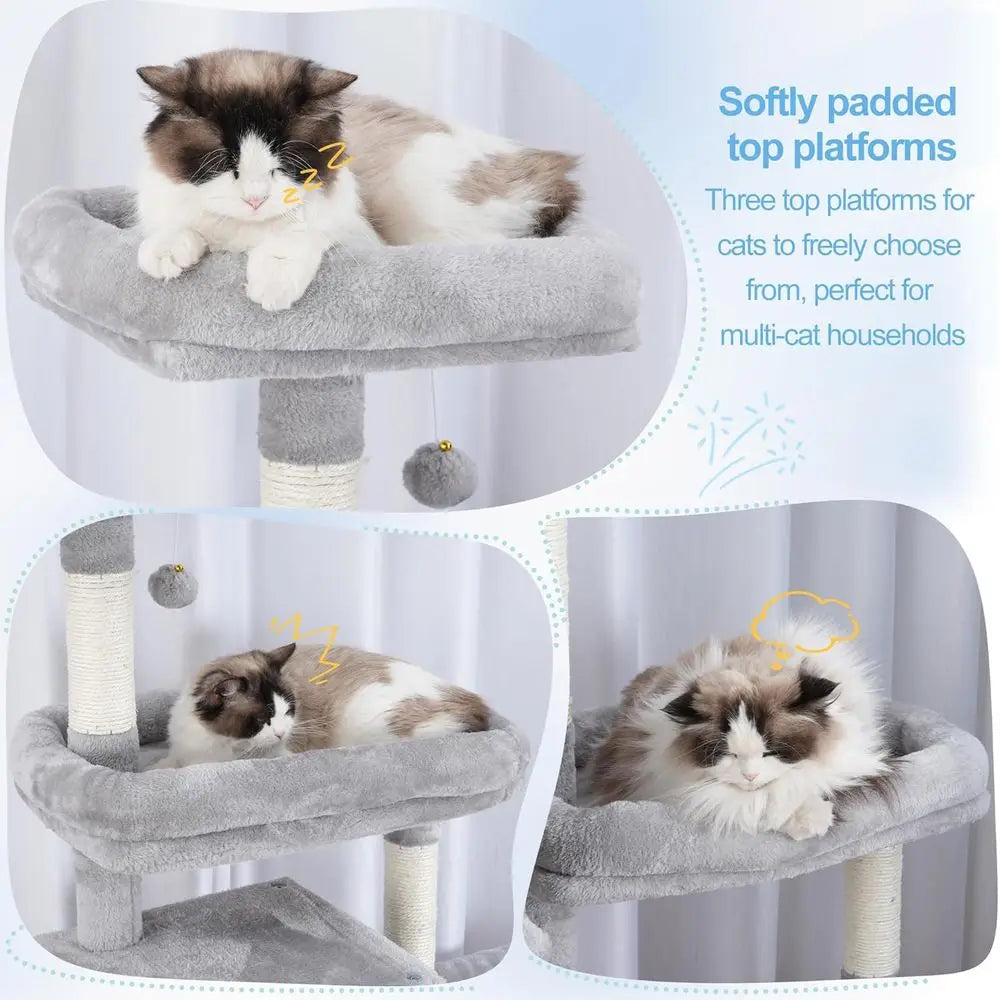 Cat Tree Tower With Scratching Posts Extended Platforms Sisal Columns Hammocks