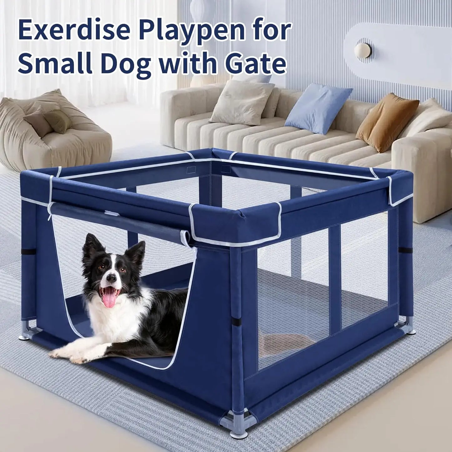 Zfgryim Indoor Dog Playpen With Gate For Puppies And Pets