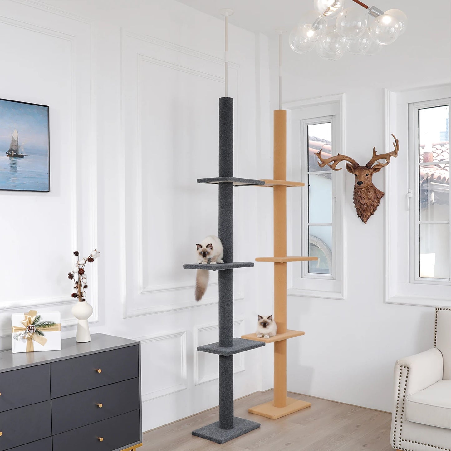 PEQULTI CN Adjustable Cat Tree with Scratching Posts