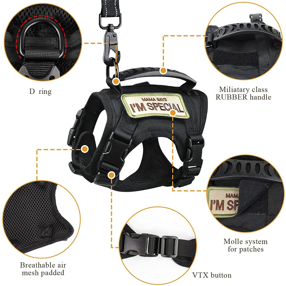 PETRAVEL Tactical Cat Harness With Leash Set Escape Proof