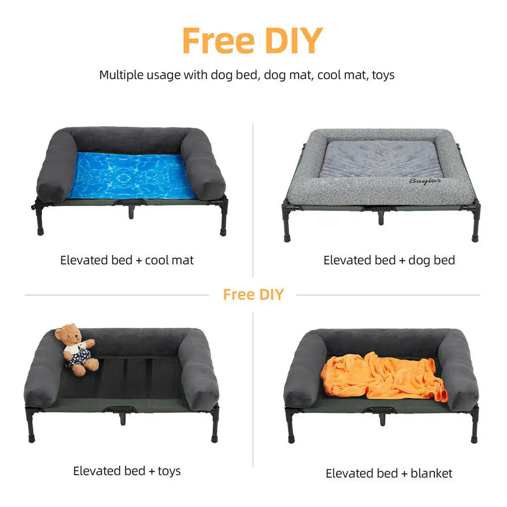 Bingopaw Elevated Cooling Pet Lounger With Detachable Plush Bed