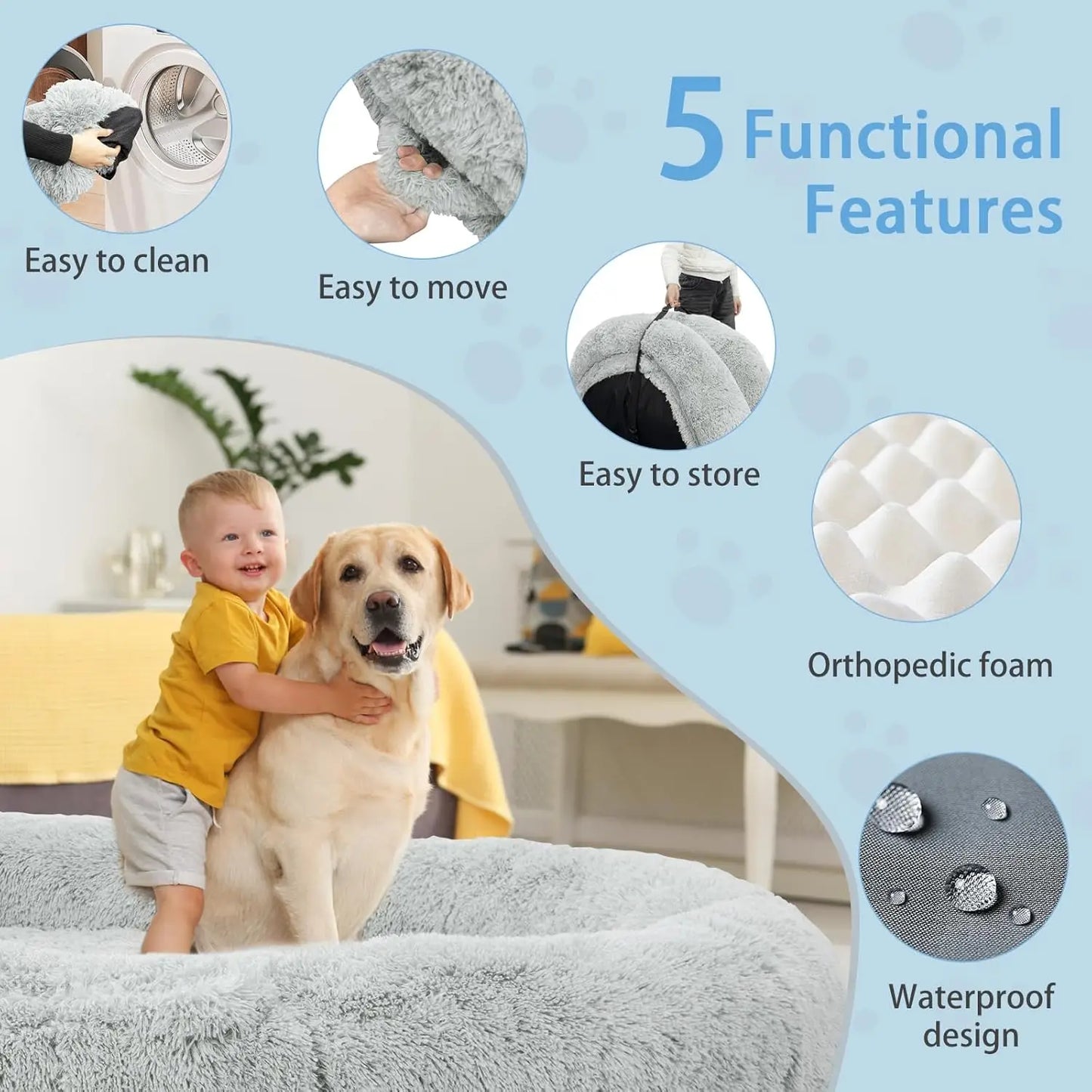 Memory Foam Bed For People And Pets Washable And Waterproof