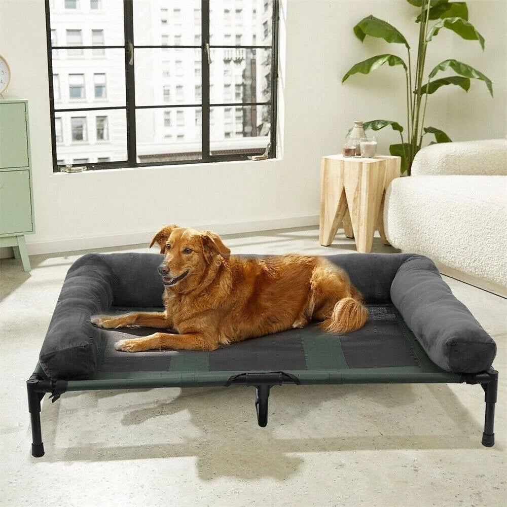 BORWART CN Outdoor Raised Dog Bed With Cooling Plush Mat