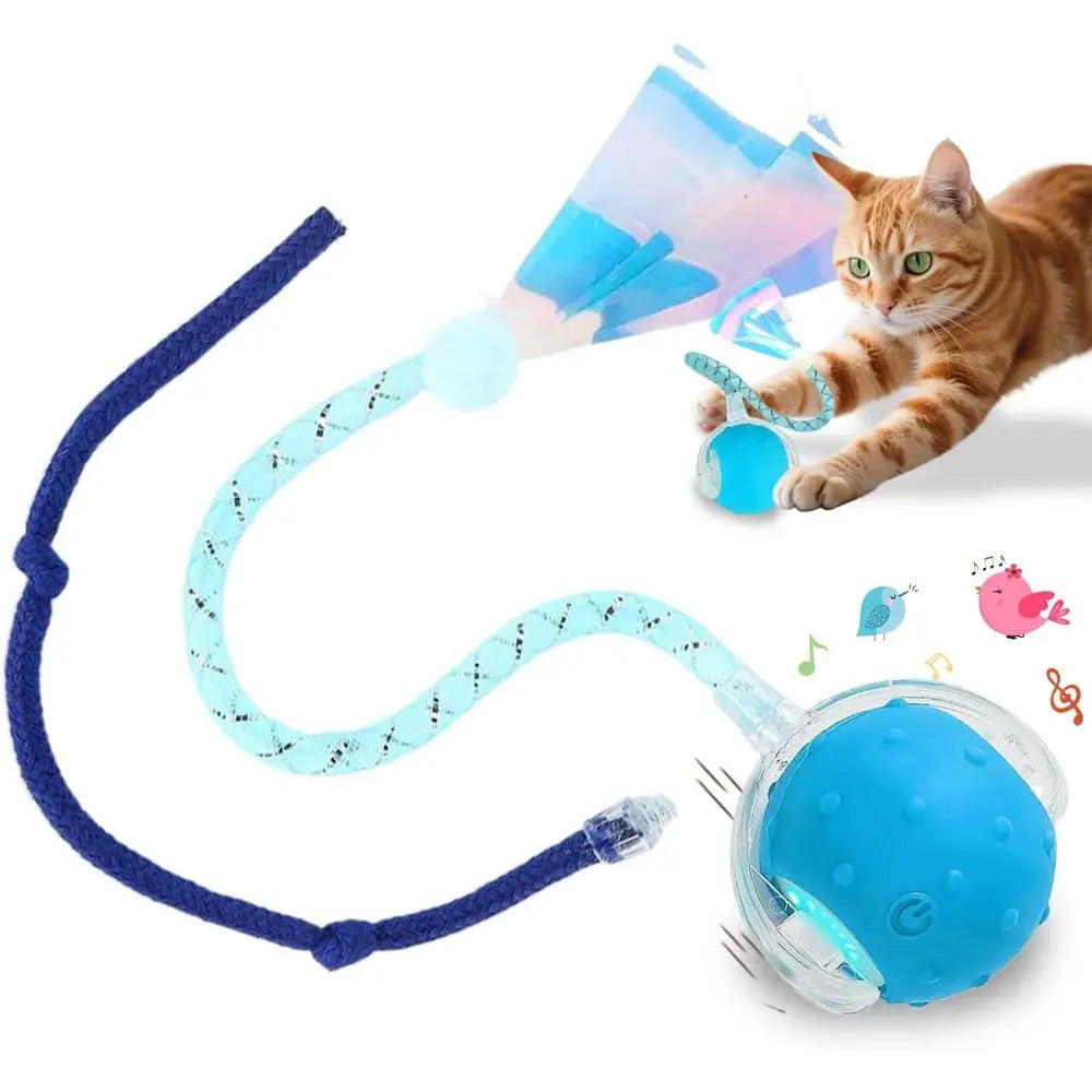 Interactive Cat Toy Ball With Two RaTails 360 Degree Auto Motion Bird Sounds