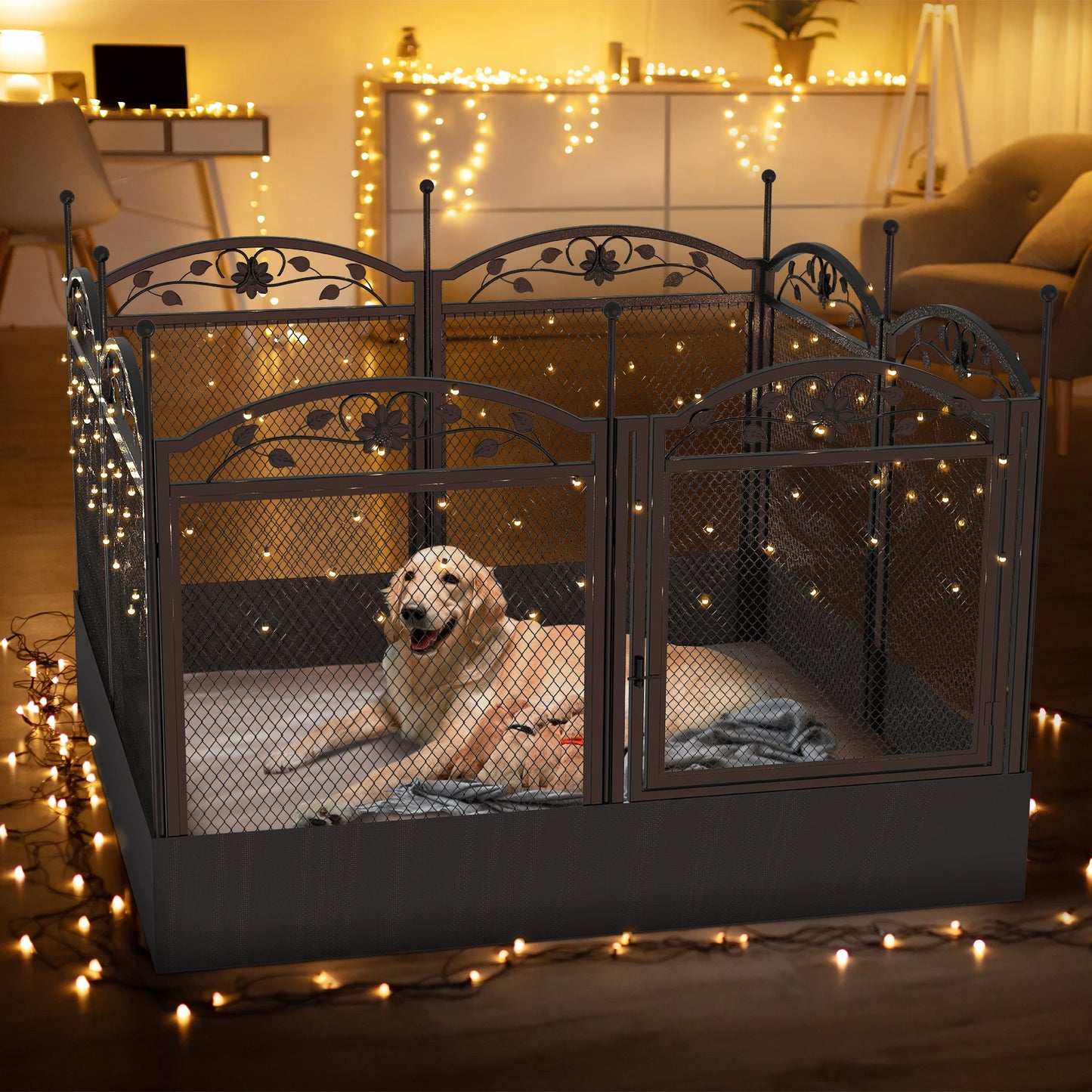 BINGOPAW Metal Dog Playpen Foldable Heavy Duty Whelping Fence
