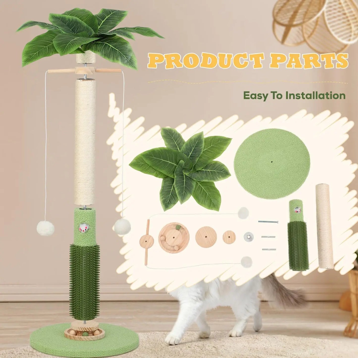 Sisal Cat Tree Scratching Post For Indoor Cats Durable
