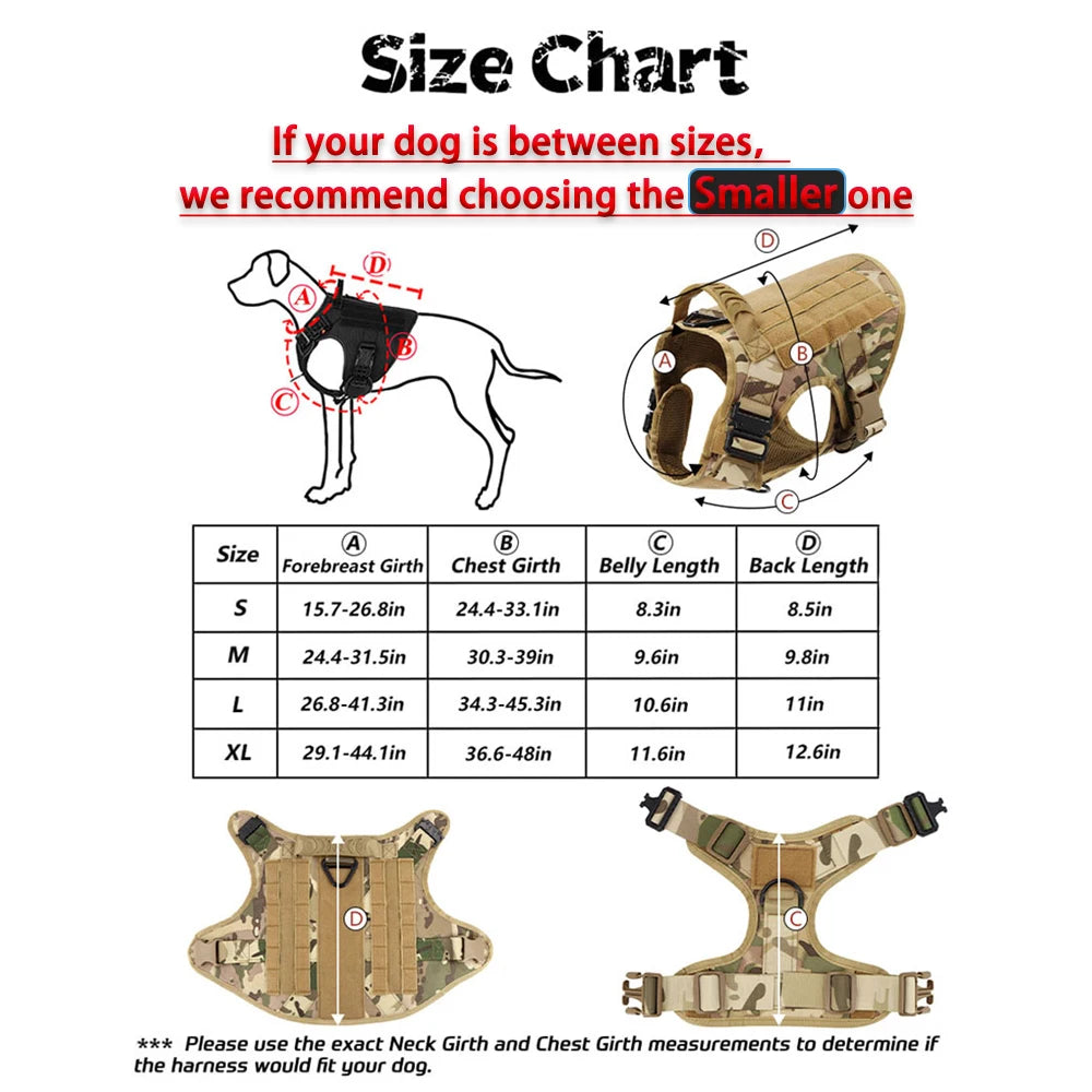 Tactical Dog Harness Leash Set For Large Dogs Vest Handle