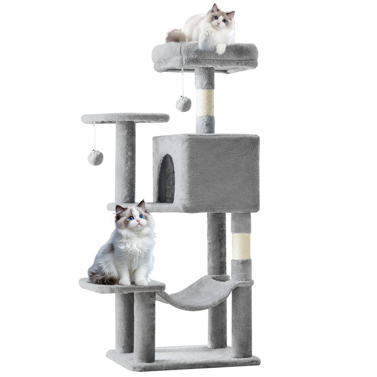 MCQ Cat Tree Tower Four Tier With Natural Sisal Scratching Posts For Indoor Cats