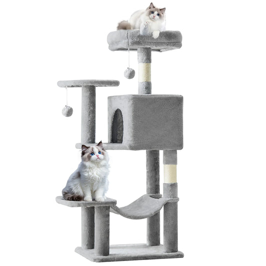 MCQ Cat Tree Tower Four Tier With Natural Sisal Scratching Posts For Indoor Cats