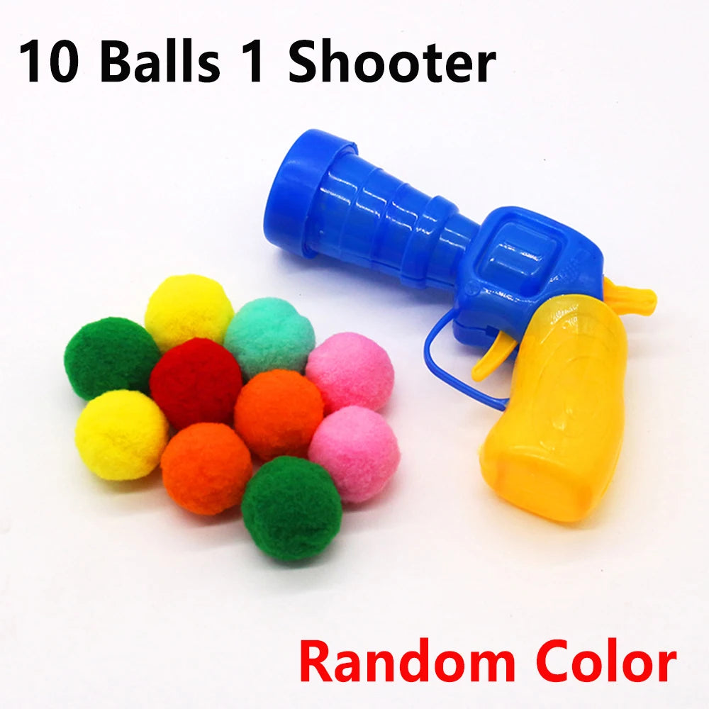 Interactive Cat Plush Ball Shooting Gun Launcher Toy