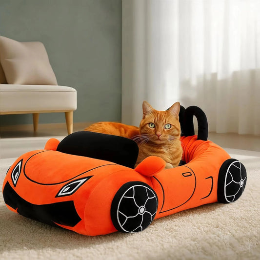 CWV Washable Supercar Cat Bed With Pillow And Coral Fleece