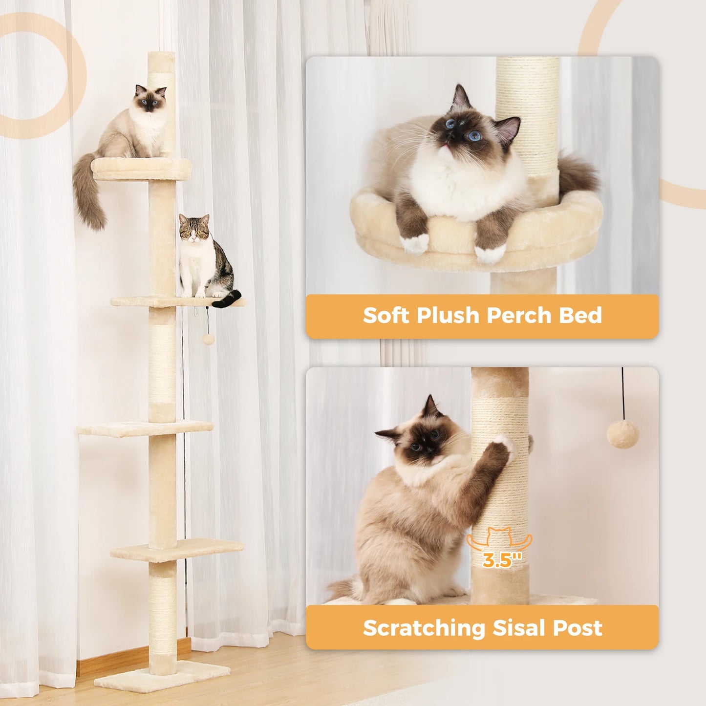 PEQULTI CN Adjustable Cat Tree with Scratching Posts