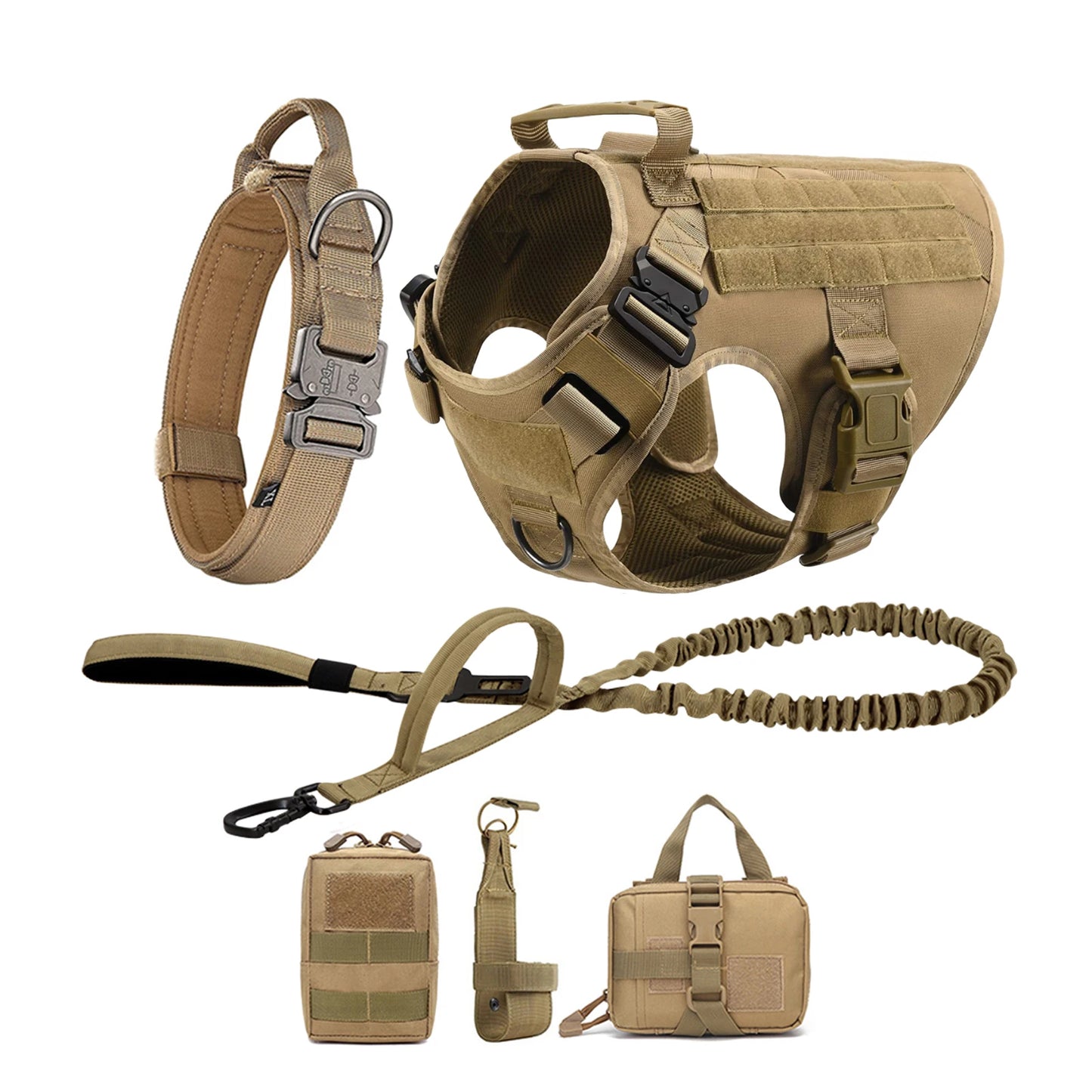 Rugged Tactical Dog Harness Vest With Molle Pouches For Dogs