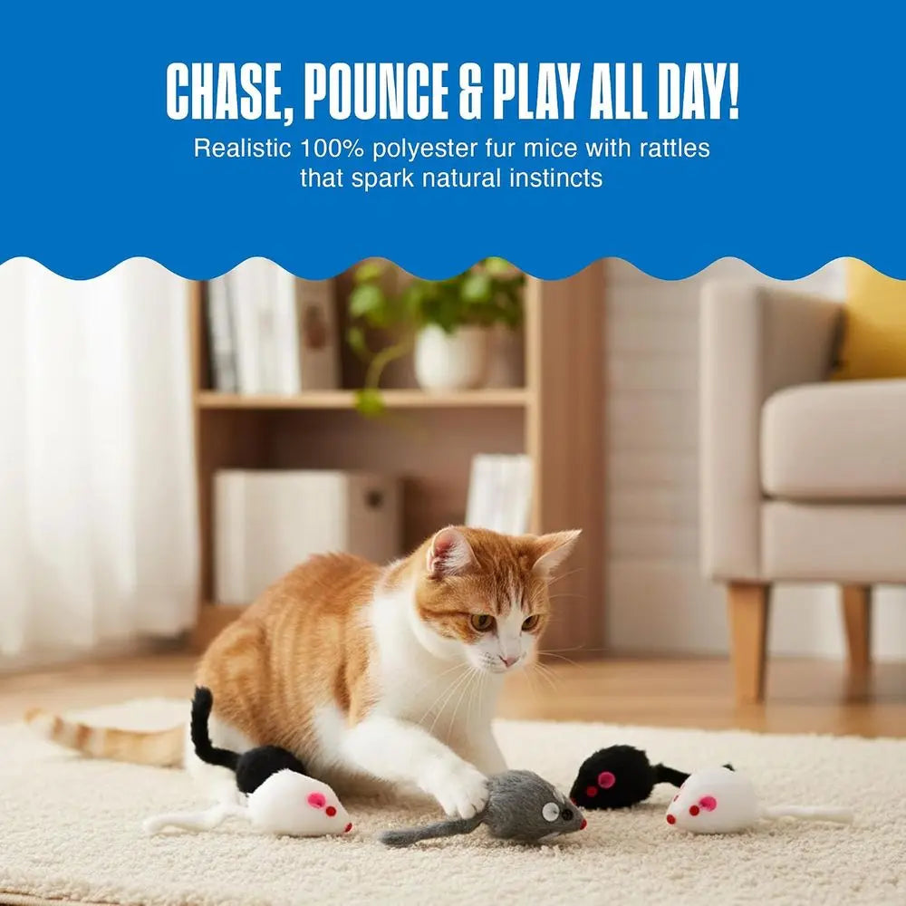 12 Pack Polyester Mice Cat Toys With Rattling Sound