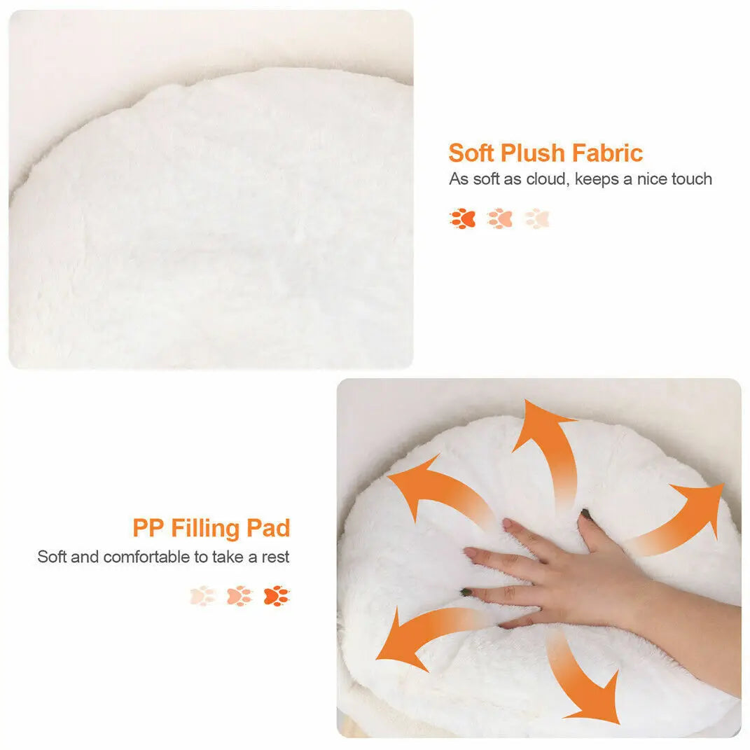 Luxury Plush Cat Bed With Wood Legs And Cushion