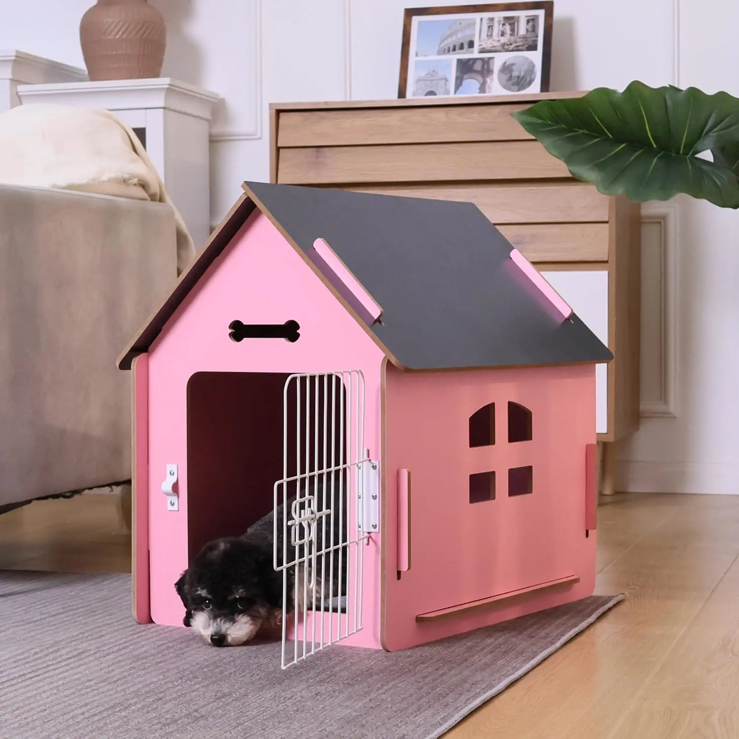 Cozy Wooden Indoor Pet House for Small Pets with Vents