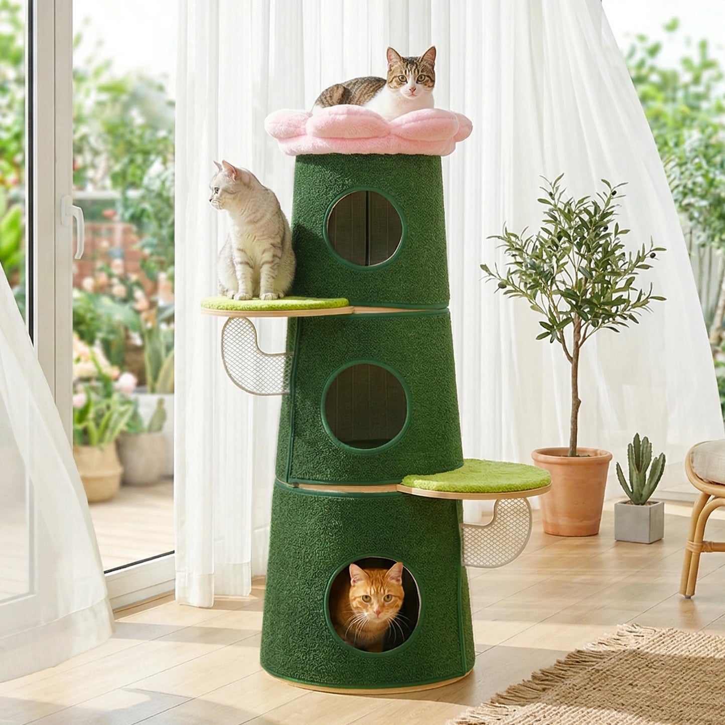PAWZ Road Modern Cat Tree With Condos And Flower Perch