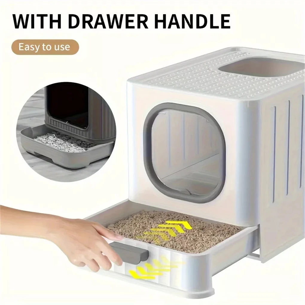 Leak Proof Enclosed Cat Litter Box Drawer Lid And Scoop