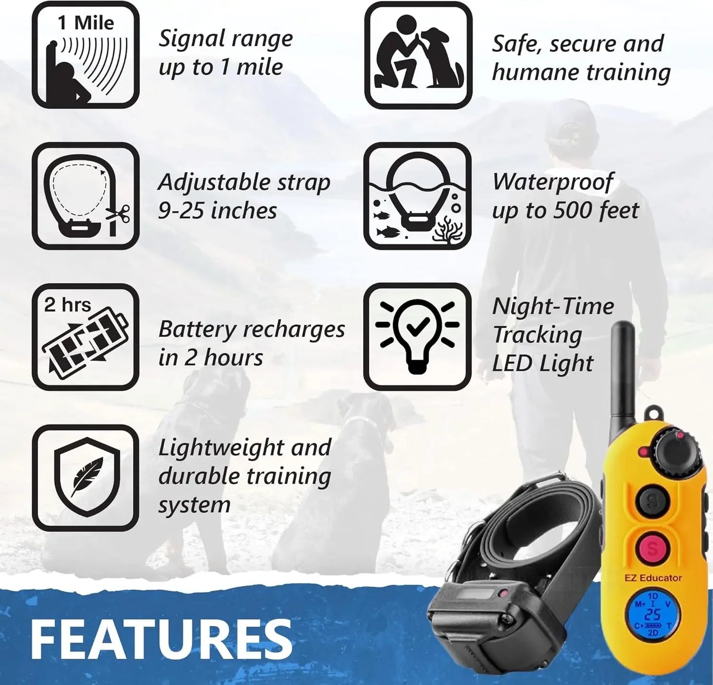 EZ900 Dog Training E Collar Remote Waterproof Half Mile Range