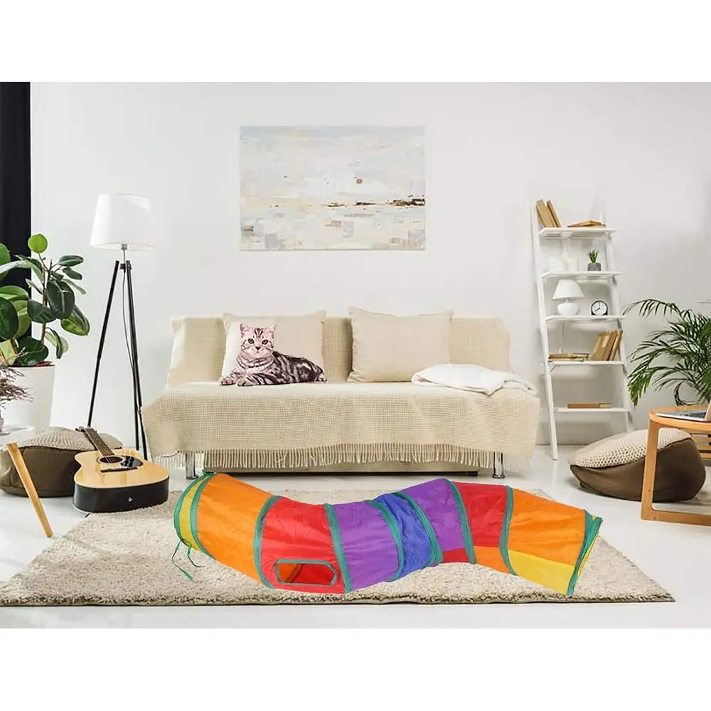 Cat Tunnel Indoor Interactive Crinkle Rainbow Play Tunnel For Cats