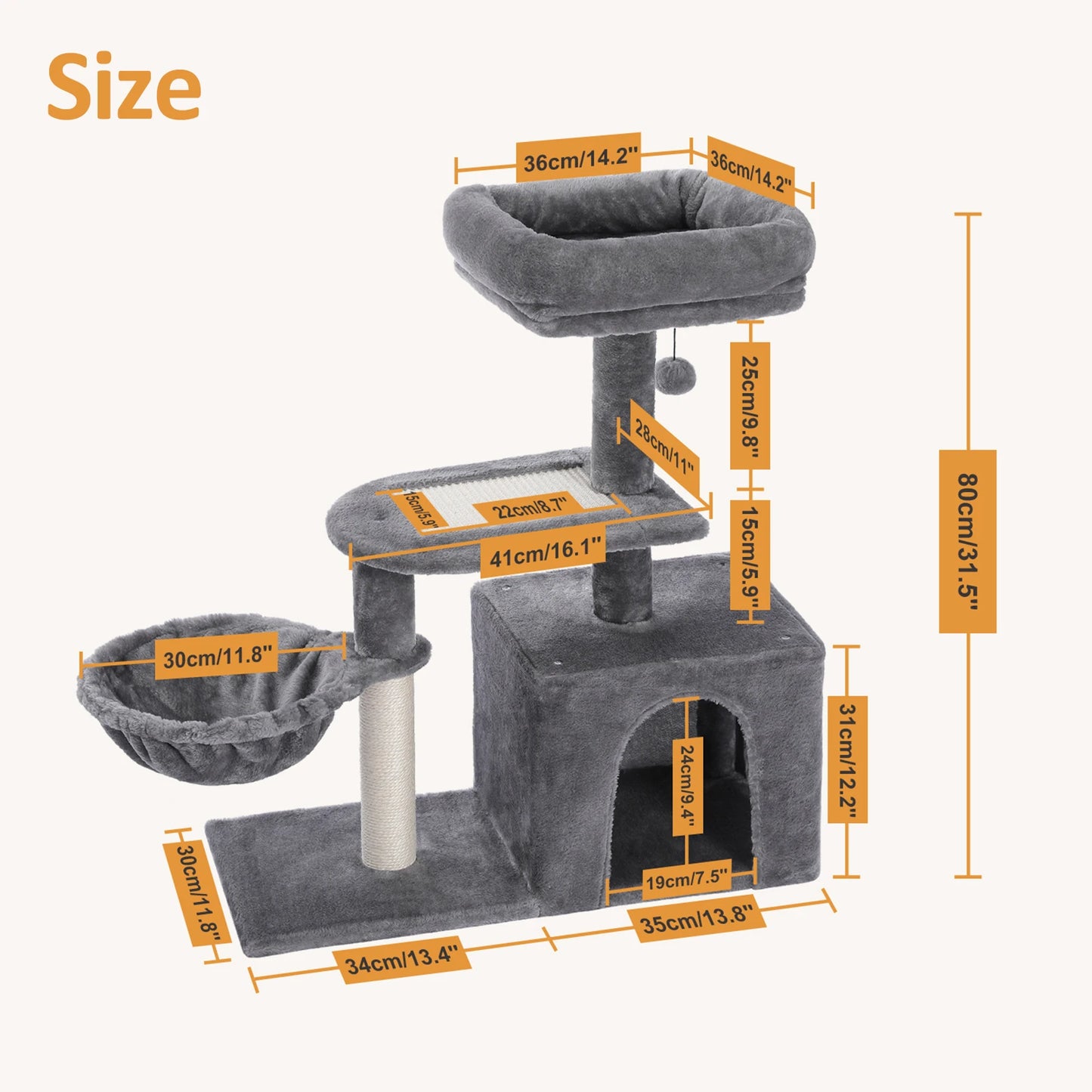 PAWZ Road Three Tier Cat Tree For Indoor Cats Scratching